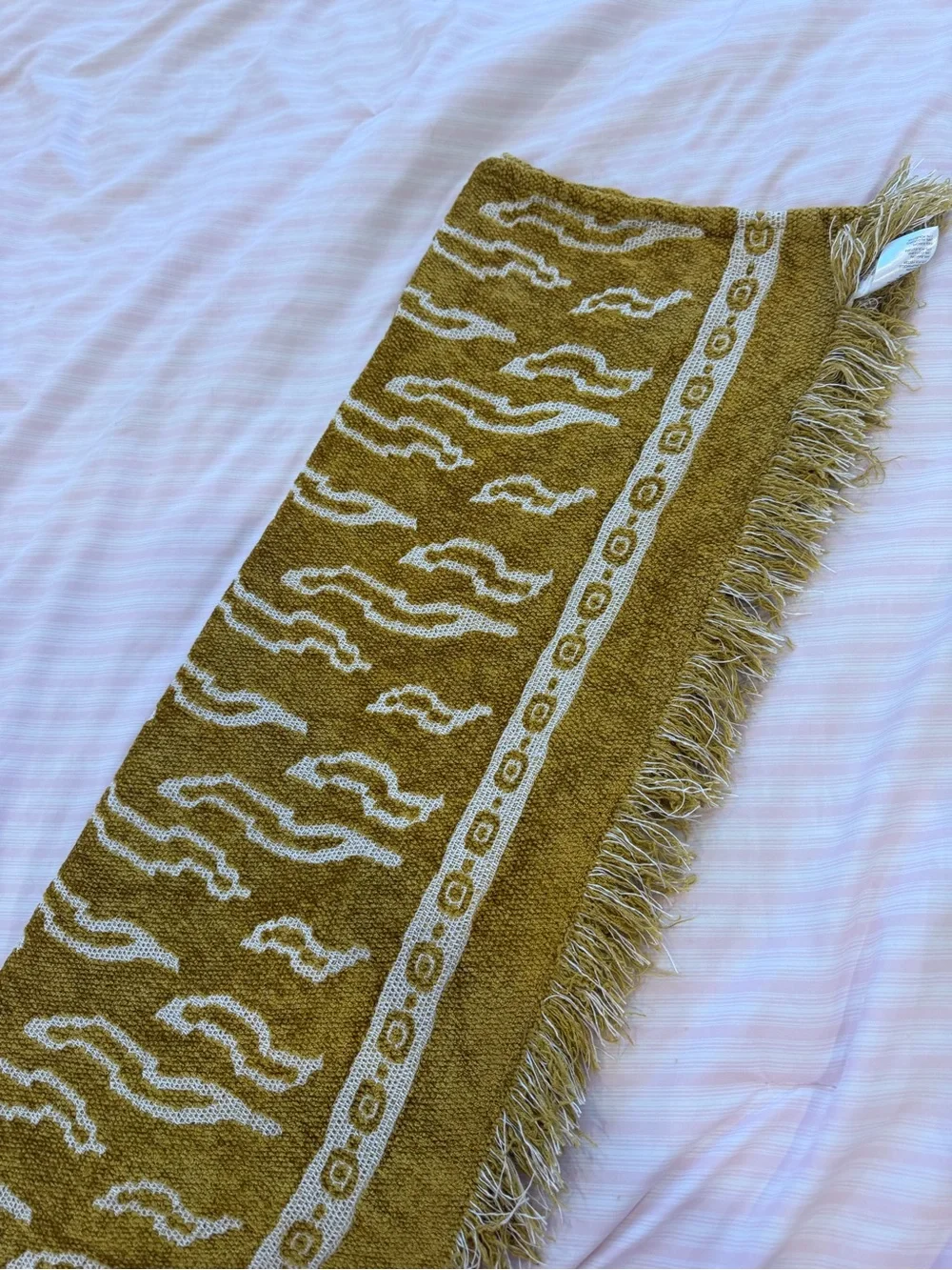 Anthropologie Golden Yellow Fringe Throw
